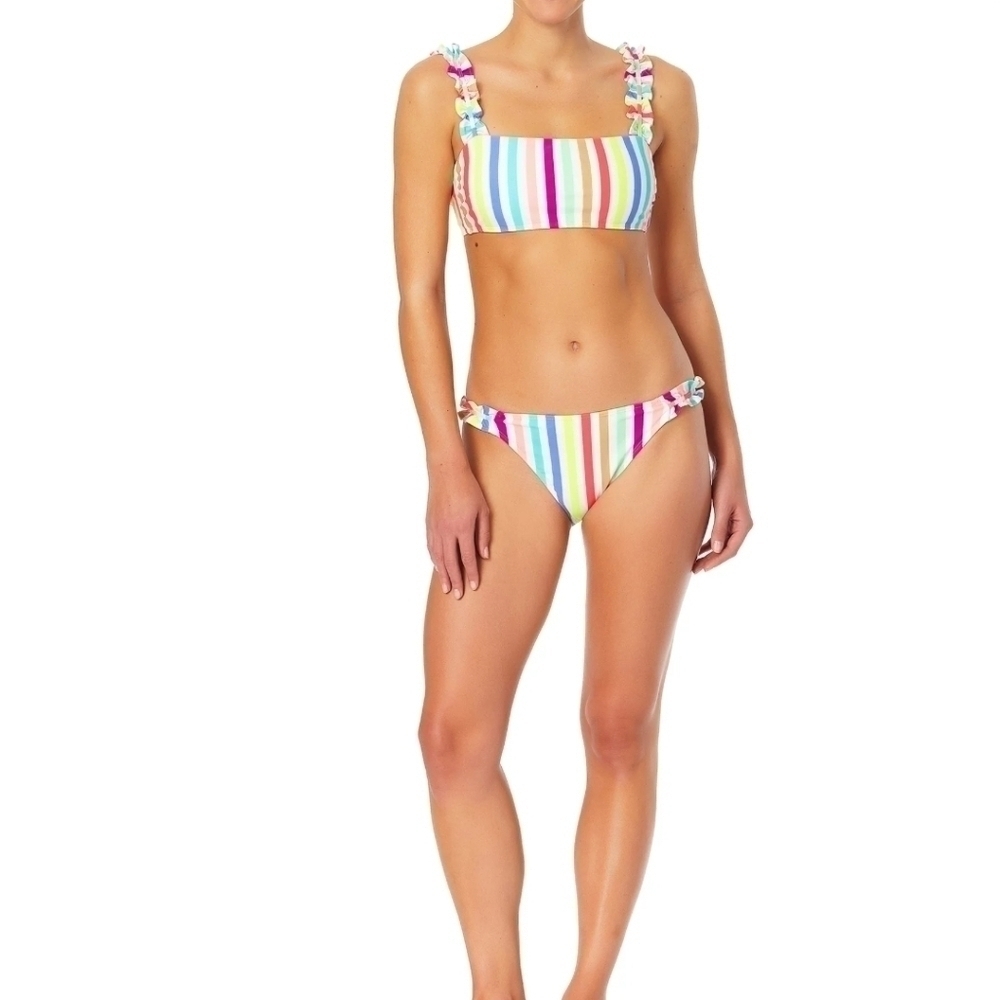No Boundaries Junior's Ribbed Ruffle Strap Bandeau Bikini Swimsuit Sz. XL Junior